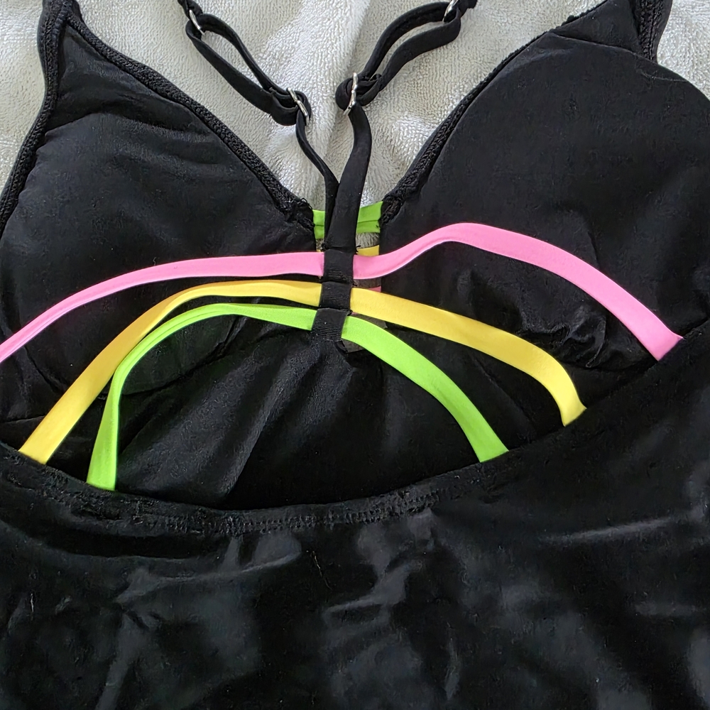 Cupshe Black Bikini with Neon Straps - Picture 4 of 7